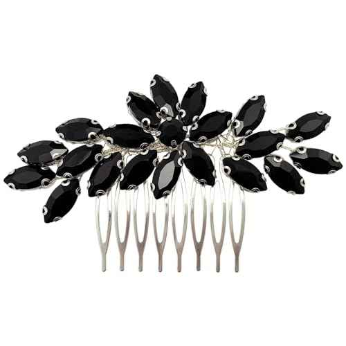 BETITETO Bridal Crystal Hair Piece Rhinestone Wedding Small Hair Comb Accessories for Women Girls (Black)