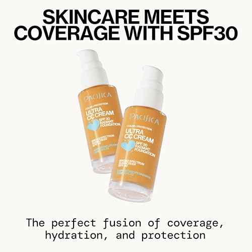 Pacifica Ultra CC Cream Radiant Foundation SPF 17 - Warm/Medium ? Medium Coverage Color Correcting Cream, Dewy Finish, Mineral SPF, 1 oz