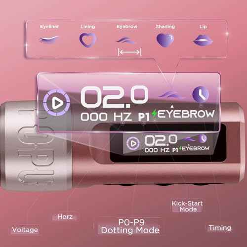 Professional Microblading Kit 3.0mm Stroke 2V Start-up Wireless Tattoo Machine for Eyebrows Lips Hair Scalp Eyeliner Tattoo Gun Kit with Assorted 18Pcs Cartridge Needles for Artists (Pink)