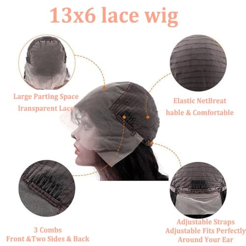 13x6 Reddish Brown Lace Front Wigs Human Hair HD Lace Front Wigs 180 Density Body Wave Frontal Wigs Human Hair with Baby Hair Colored Glueless Wigs 16 Inch