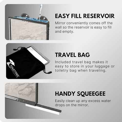 ToiletTree Products Fogless Shower Bathroom Mirror with Squeegee and Travel Bag