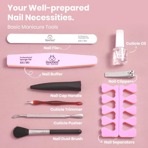 Beetles Gel Nail Polish Kit with Uv Light - 6 Colors Nude Gray Pink Gel Polish Starter Kit Manicure with Base Top Coat Soak off Led Salon DIY at Home Gifts for Women Teens Girls