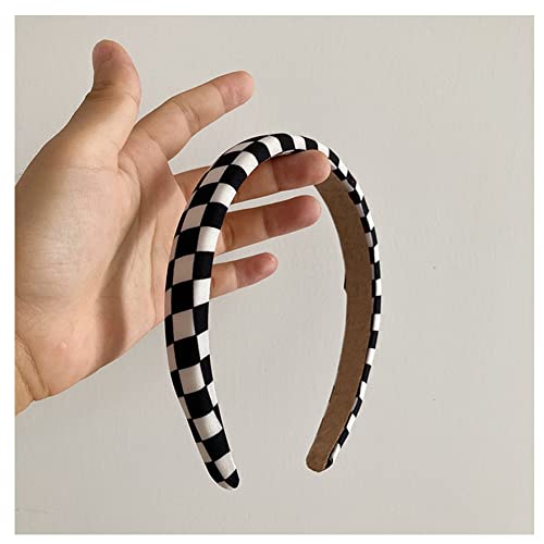 ZAHSY Checkered Padded Headband Checkerboard Headbands Black and White Headbands for Women Sponge Puffy Headband Head bands Christmas Hair Accessories Buffalo Check Hairbands