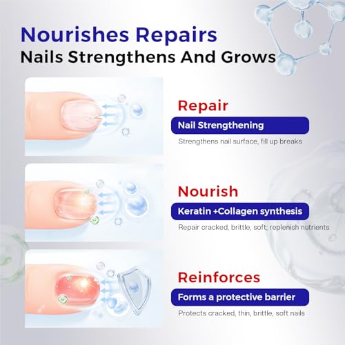 Morovan Nail Strengthener and Growth: Nail Polish Hardener for Damaged Nails Treatment Natural Keratin Repair Ridge Filler Prevents Discoloration Crack Thin Essential Manicure Nail Care Women