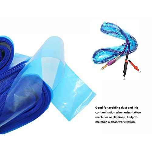 HuoHuo 100PCS Tattoo Clip Cord Sleeves,Box Plastic Clip Cord Sleeves blue,Disposable Hygiene Clip Cord Covers,One Box of 100PCS Plastic blue Clip Cord Sleeves,Machine Bags(Blue)