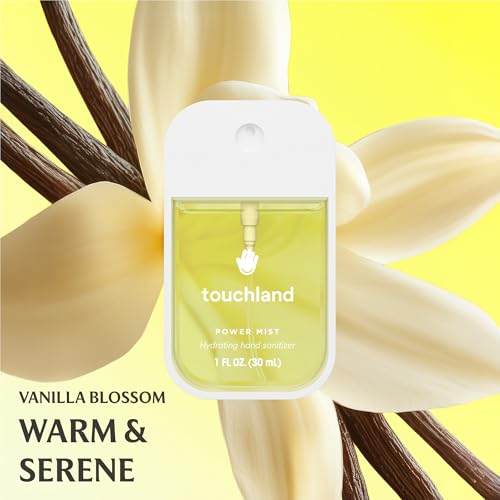 Touchland VANILLA INDULGENCE Body and Hand Mist Essentials (Vanilla Velvet Body & Hair Fragrance Mist, 2 FL. OZ. + Vanilla Blossom Hydrating Hand Sanitizer Spray 1FL.OZ.), Travel Size Set