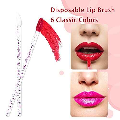 300PCS Glitter Crystal Lip Brush, Disposable Crystal Lip Brushes Tool Kits Lip Gloss Applicators Make Up Brush Lipstick Gloss Wands Makeup Applicators Brushes Applicator tool Makeup Beauty Tool Kits1