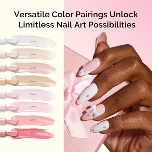 MelodySusie Gel Nail Polish Kit with UV Nail Lamp - Handheld UV Light Christmas Gift for Women Plant Based Hema Free Pink Gel Polish Set with No Wipe Glossy Top Coat Base Coat Builder Manicure Tools