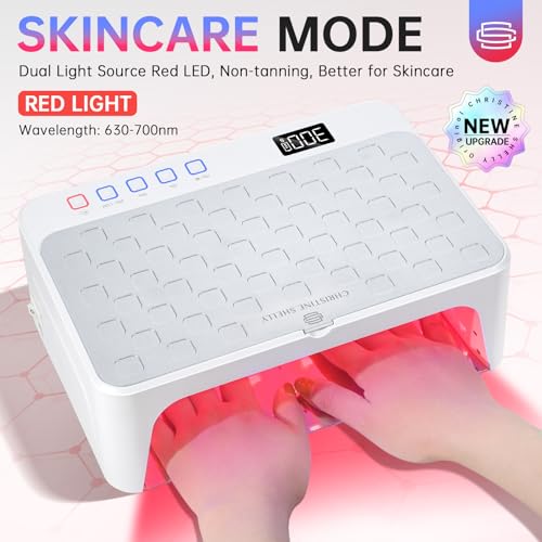 UV LED Nail Lamp, Rechargeable UV Light for Gel Nails, Luxury Nail Dryer, Curing Lamp for Gel Polish Dryer, Two Hand with Special Red Light Skincare, 4+2 Timer