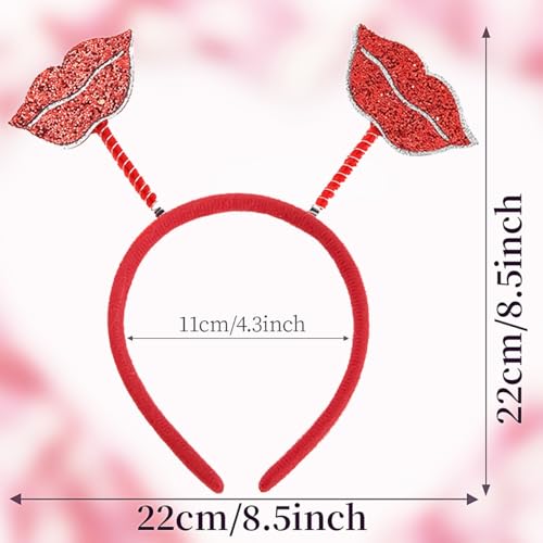 Red Lips Valentine¡®s Day Sequin Headbands Christmas Headbands for Girls Feather Red Glitter Lips Head for Women Girls Party Gift Valentines Decor Headwear (Red)