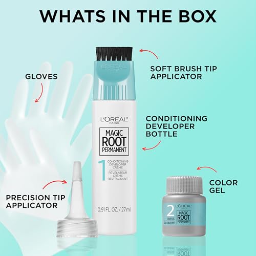 L'Oreal Paris Magic Root Rescue 10 Minute Root Hair Coloring Kit, Permanent Hair Color with Quick Precision Applicator, 100 percent Gray Coverage, 4 Dark Brown, 2 count