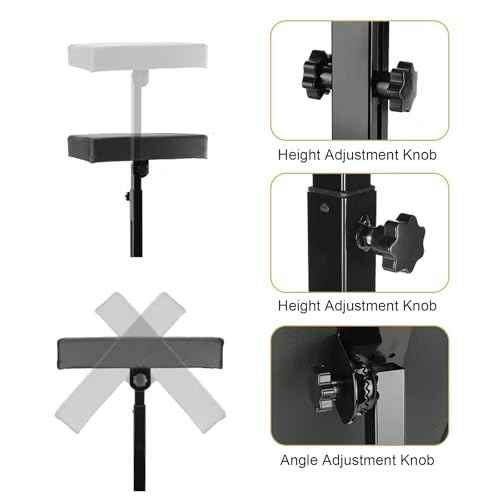 WZPB Tattoo Armrest Stand, Tattoo Arm Rest Stand Adjustable, Tiltable Thickened Black Leather Cushion, Stable Four Corner Base, Portable Tattoo Armrest for Studio Salon Tattoo