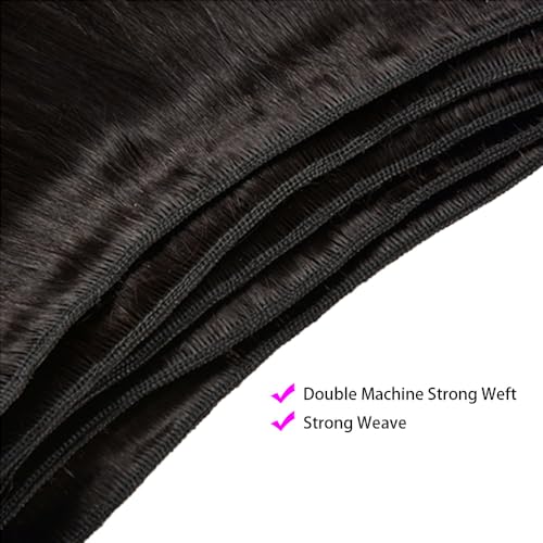 Straight Human Hair bundles 12A Grade 100% Unprocessed Brazilian Virgin Human Hair Weave 3 Bundles Deals Human Hair18 20 22 Inch Human Hair Bundles Natural Black Color