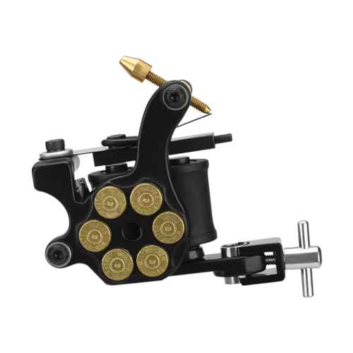 Coil Tattoo Machine Gun 10 Wraps Alloy Tattoo Coils Machine Liner Shader Guns for Tattoo Artists Beginners (Black)