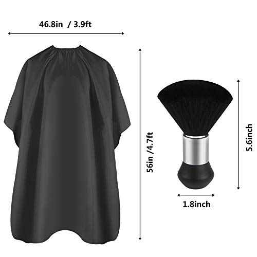 FEBSNOW Professional Hair Cutting Cape with Neck Duster Brush, Salon Barber Cape, Hair Cutting Accessories (Black)