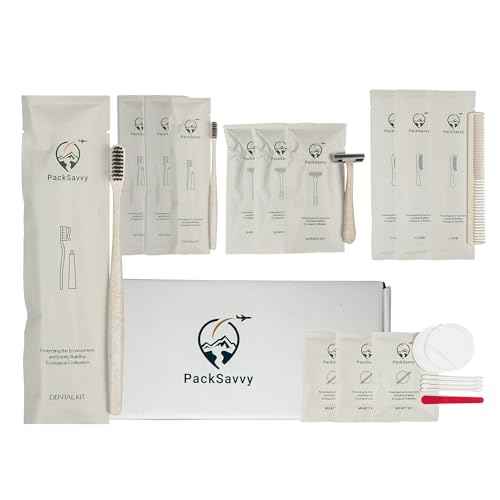 PackSavvy Travel Size Toiletries | 12 Piece Box | Sets of 3 | Disposable Toothbrush, Razor, Comb and Cotton Swabs Set | Travel Essentials | Air bnb Essentials