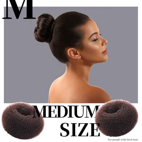 Teenitor Donut Hair Bun Maker Set, Hair Bun Shaper Set with Large, Medium, Small Hair Donuts For Buns, Hair Accessories For Girls, 5 Elastic Bands, Dark Brown