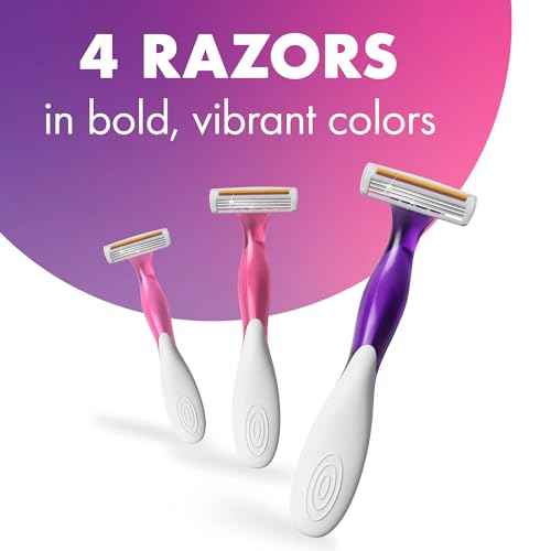 BIC Soleil 3 Scented Women¡¯s Disposable Razor, 3 Blades with a Moisture Strip For a Silky Shave, Assorted, 4 Piece Razor Set