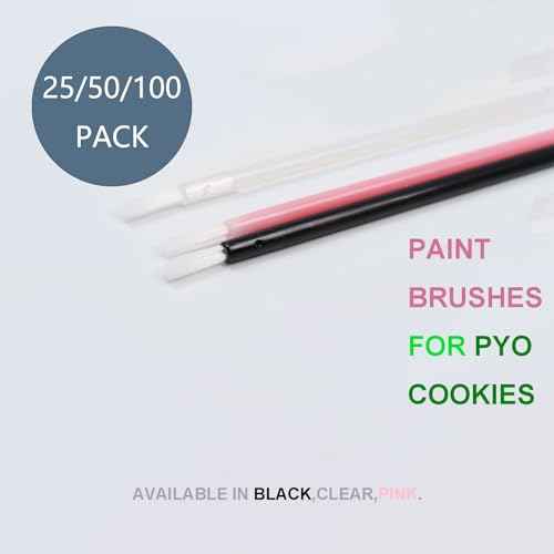 PYO Cookie Paint Brush Disposable Lip Brushes Mini Paint Brush Cookies Disposable Nail Polish Brush Paint Your Own Cookie Food Safe Paint Brushes Mini Paint Brushes Cookies (25, Black)