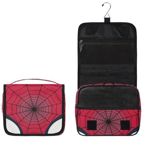 Kids Hanging Toiletry Bag for Boys - Waterproof Makeup Cosmetic Dopp Kit Spider Web Shaving Bags for Travel Picnic Camping