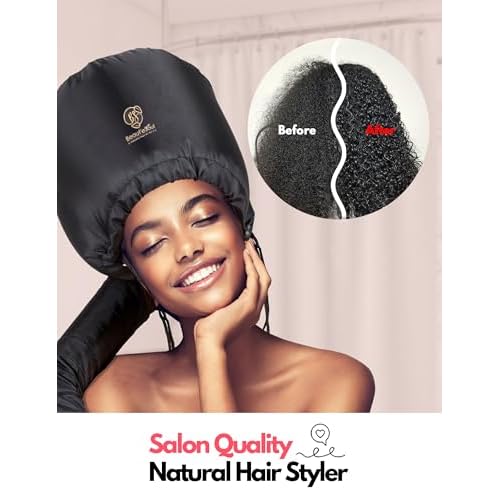 BEAUT'E SEOUL Bonnet Hair Dryer Attachment ? Large Soft Hood for Handheld Blow Dryers, Deep Conditioning Cap for Natural Curly Hair, Quick Drying & Hair Treatment