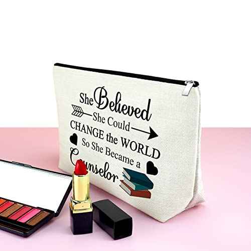 Mxrymvu School Counselor Gift Makeup Bag Counselor Appreciation Gift for Women Cosmetic Bag School Counselor Graduation Gift Teacher Retirement Gift Birthday Gift Christmas Gift Travel Makeup Pouch