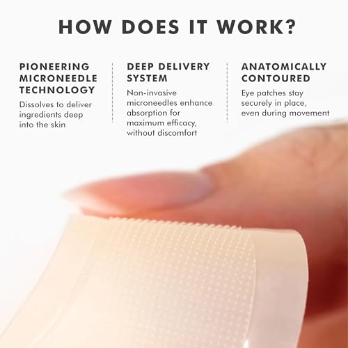 skyn ICELAND Dissolving Microneedle Under Eye Patches with 39% Hyaluronic Acid and Peptides, No Slip Overnight Eye Mask for Fine Lines, Wrinkles and Firming, Vegan, All Skin Types, 8 Pairs