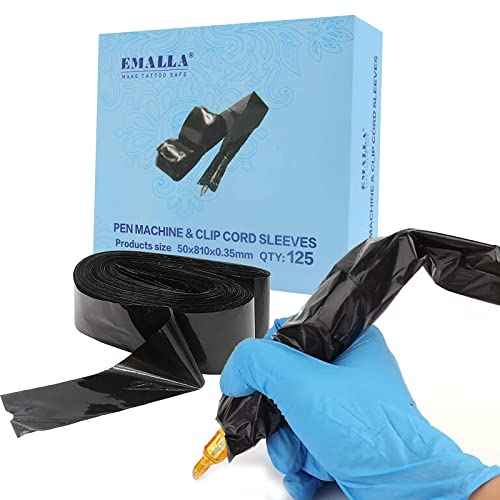 125pcs Pen Bags - Tattoo Cord Sleeves Black Clip Cord Covers Wrap