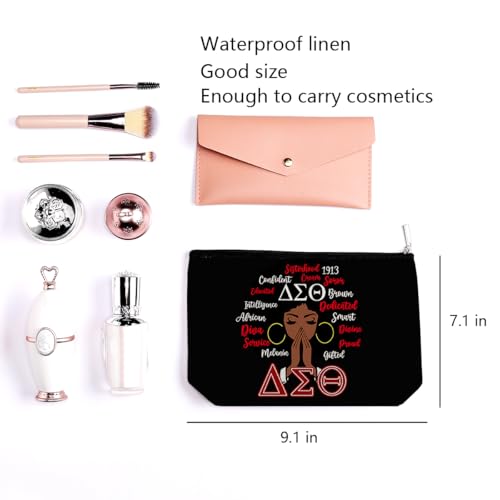 LONGXIN Sorority Gifts Paraphernalia for Women Cosmetic Make up Bag Greek Sorority Gift Makeup Zipper Pouch Bag