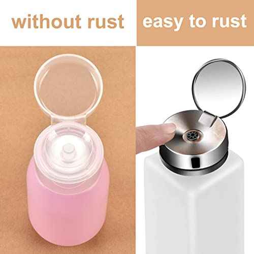 MEKK Acetone Pump Dispenser,Push Down Pump Dispenser Empty Alcohol Dispenser Push Down Nail Polish Remover Pump One-Touch Pump Bottle Dispenser for Nail Polish & Makeup Remover 2 Pack 200ML(6.8oz)