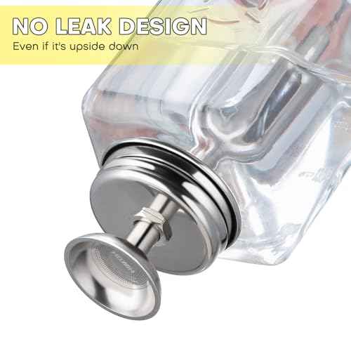 Noverlife 6Oz / 180ml Glass Push Down Pump Dispenser with Cover, Acetone Pump Dispenser Alcohol Dispenser Push Down, Nail Polish Remover Dispenser Bottle Push Down Hand Pumping Press Container