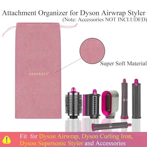 Pu Leather Travel Case Compatible with Dyson Airwrap Styler, Portable Waterproof Organizer Bag for Shark FlexStyle Attachments Storage, Pink