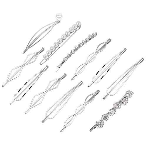 12 Pcs Hair Pins Set,Pearl Hair Clips Geometric Hair Pins Metal Hairpin,Minimalist Hair Styling Jewelry,Wedding Dainty Hair Barrettes Accessories,Bobby Pin for Girl Women