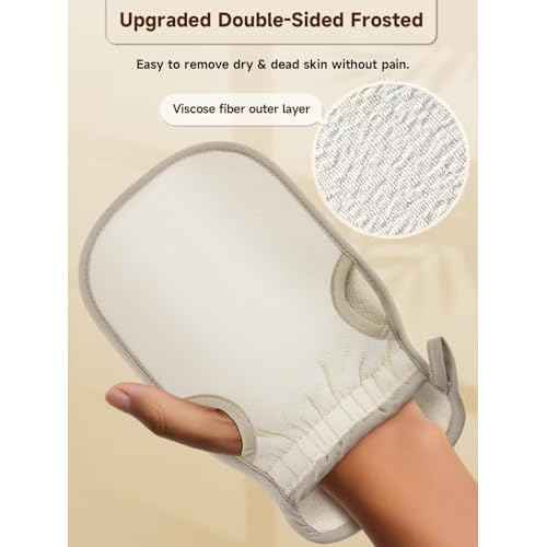 Exfoliating Glove (Original) Machine Washable Newly Upgraded With Thumb Holes Korean Body Scrubber 100% Vegan Viscose Exfoliating Mitt for Dead Skin Removal, Keratosis Pilaris & Self-Tan Prep