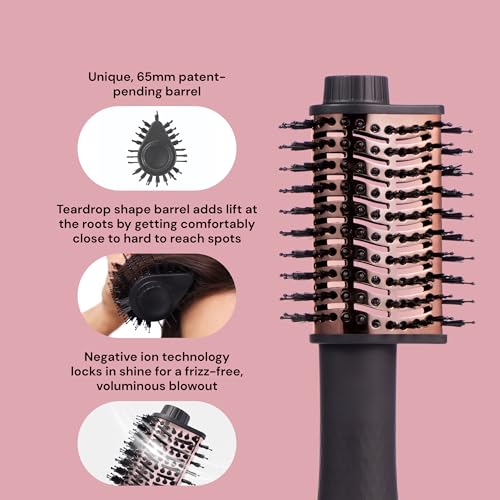 L'ANGE HAIR Le Volume Elev? 65MM 2-in-1 Titanium Brush Dryer | Dry and Style | Unique Teardrop Shape Barrel | 3 Heat Settings | 360¡Æ Vented Airflow | Ionic Technology for Frizz-Free Styling (Black)