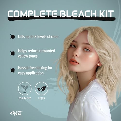 Splat Brilliant Bleach Kit, 1 Application, Includes Oxide, Bleach, Purple Toning Shampoo & Purple Toning Conditioner, Hair Bleach Kit Lifts up to 8 Levels, Vegan & Cruelty Free
