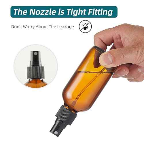 Dark Amber Glass Spray Bottles 4 oz, Small Empty Spray Bottles for Essential Oils, Fine Mist for Face, Hair, Plants, Travel, Perfumes, Cleaning Solutions - 4 Pack