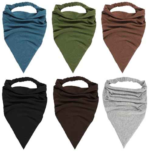 6Pack Scarf Headband Women¡¯s Triangle Scarf Elastic Boho Bandana Head Scarves with Clips Non Slip Hair Kerchief