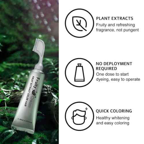Fruit Essence Hair Dyeing Comb, 2025 New Black Fruit Dyeing Cream, Plant Extract Hair Dye Essence, Hair Dye Cream with Comb, Natural Gray Coverage, Easy Home Hair Color Kit (01#)