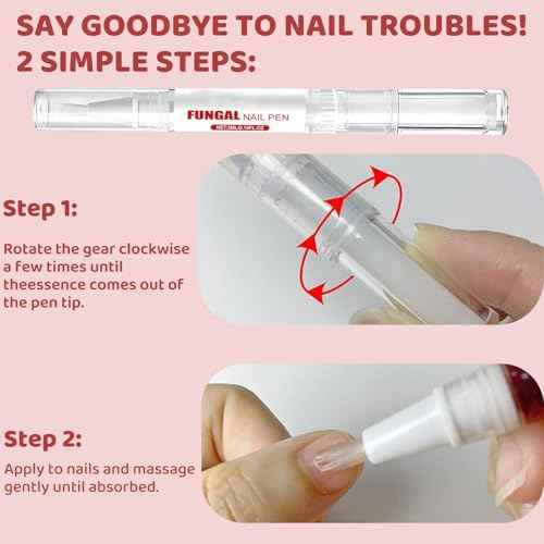 Fungal Nail Pen with Allicin & Undecylenic Acid, Extra Strength Nail Repair for Yellow, Discolored, Thick or Damaged Nails, Toenail & Fingernail Care (2PCS)