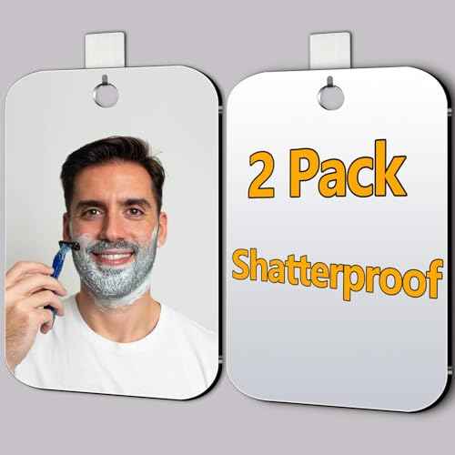 2 Pack Shower Mirror for Shaving, Shower Mirror for Shaving Men(Lager 10 x 7 Inch); Small Wall Mirrors for Showers, Shatterproof Plexiglass Makeup Mirrior, Travel Camping Showers Mirrors