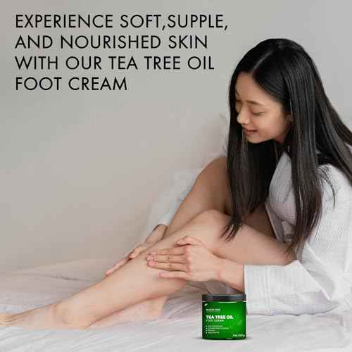 Majestic Pure Tea Tree Oil Foot Cream, Warming Cream - Calluses, Dry Cracked Feet, Hands, Heels, Elbow, Nails, and Knees - Softens & Moisturizes Skin - 8 oz