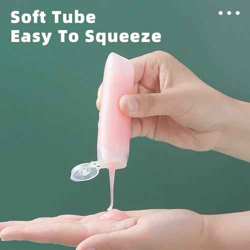 6 Pcs 1 oz Travel Size Toiletries Refillable Travel Bottles, Squeeze Travel Toiletry Bottles with Labels for Toiletry Makeup Travel Containers