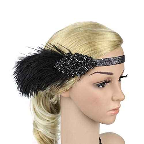 1920s Headpiece Great Gatsby Accessories Flapper Headband Wedding Headpieces for Bride Roaring 20's Art Deco Hair Clip