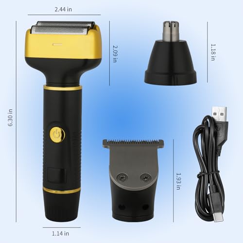 Electric Razor for Men Women,3 in 1 Travel Cordless Rechargeable Painless Foil Shaver with Led Display,Waterproof Wet & Dry Body Razors for Face Nose Ear Hair (Black)