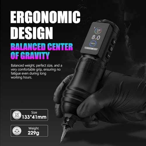 Kiss Of Dragon TRAVELER-T1 Cordless Tattoo Machine with 42mm Grip Brushless Motor Pen Professional 2000mAh Battery