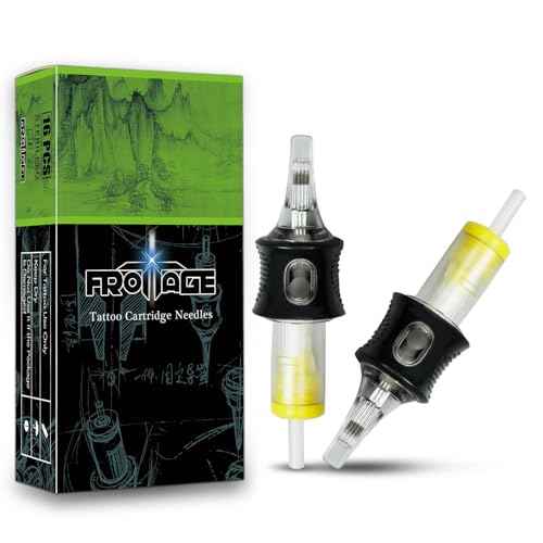 FROTTAGE 16PCS Extreme Tattoo Cartridge Needles 5CM Curved Magnum Standard, Dragoart Professional Tattoo Needles Cartridge Tattoo Supplies for Tattoo Machine Tattoo Pen (1205CM)