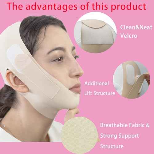 V Line Lifting Mask Chin Strap for Sleeping, Face Lifting Strap, Chin Strap, V Line Mask, Jawline Shaper, Jaw Strap, Double Chin Reducer,Face Lift Tape & Snoring Solution (Beige)