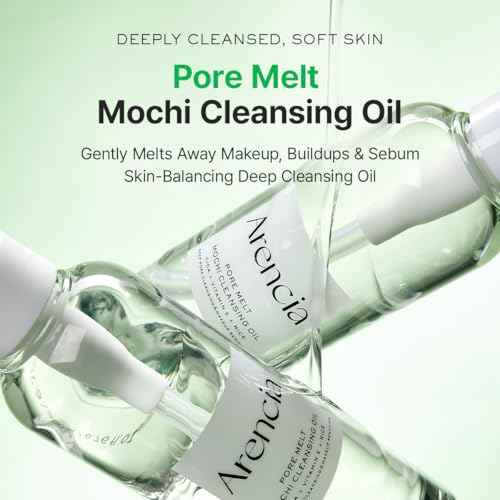 ARENCIA Pore Melt Mochi Makeup-Removing Cleansing Oil, Non-Comedogenic, Rice Amino Acids HD, Vitamin E, Cica, & Ceramide, 6.76 fl oz