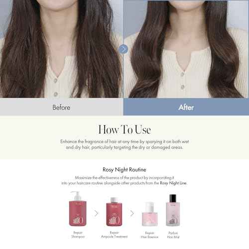 ANILLO Rosy Night Vegan Hair Perfume Long-Lasting Floral Musky Scented with Damask Rose Extract, Rosehip Oil, Peptide Complex for All Hair Type, Free of Silicone & Parabens (3.38 fl. Oz)